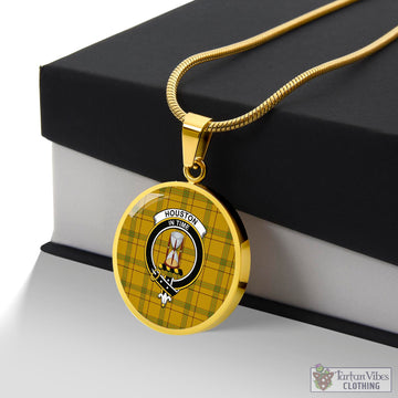 Houston Tartan Circle Necklace with Family Crest Luxury Necklace (Gold) No - Tartan Vibes Clothing