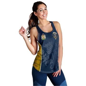 Houston Tartan Women's Racerback Tanks with Family Crest and Scottish Thistle Vibes Sport Style