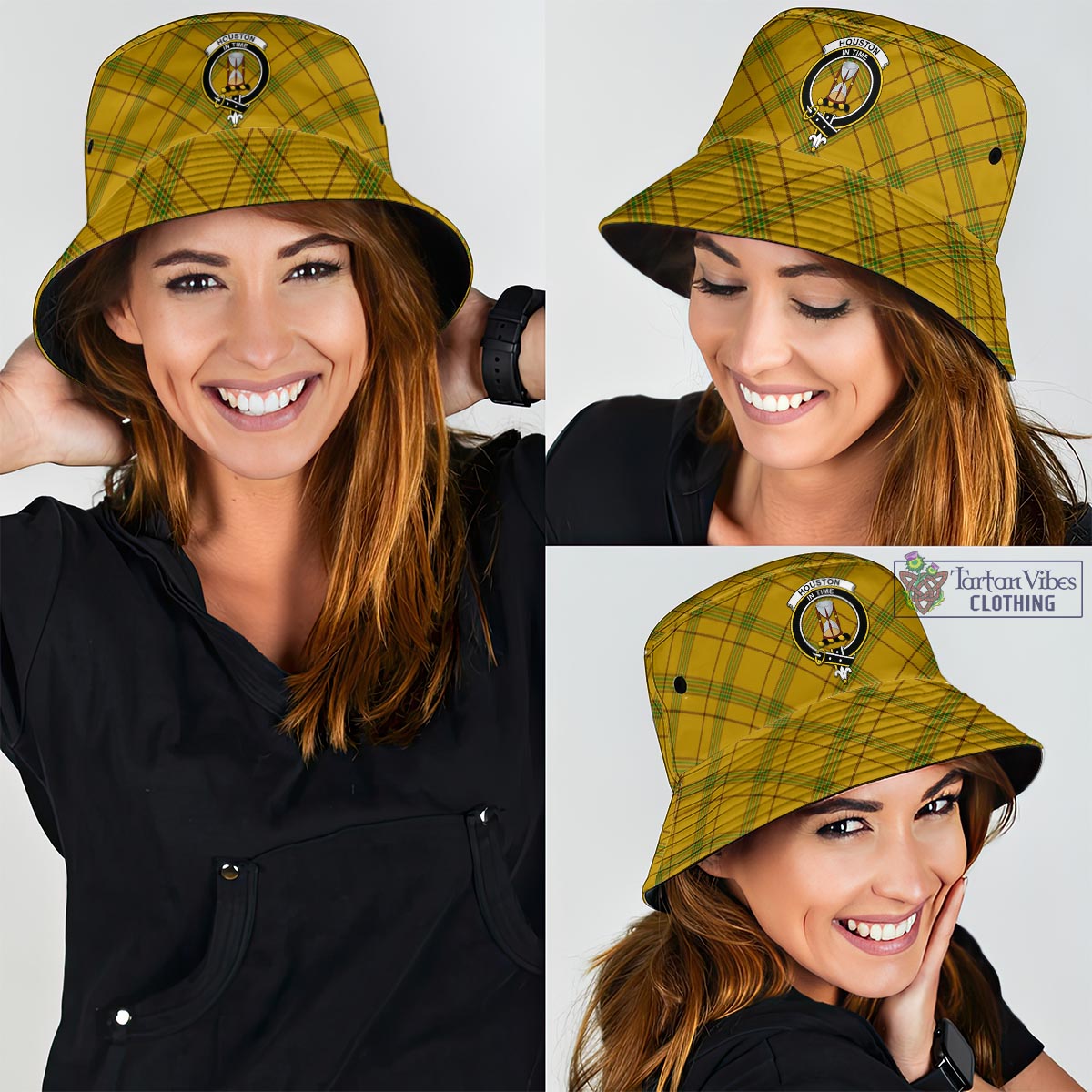 Houston Tartan Bucket Hat with Family Crest - Tartan Vibes Clothing