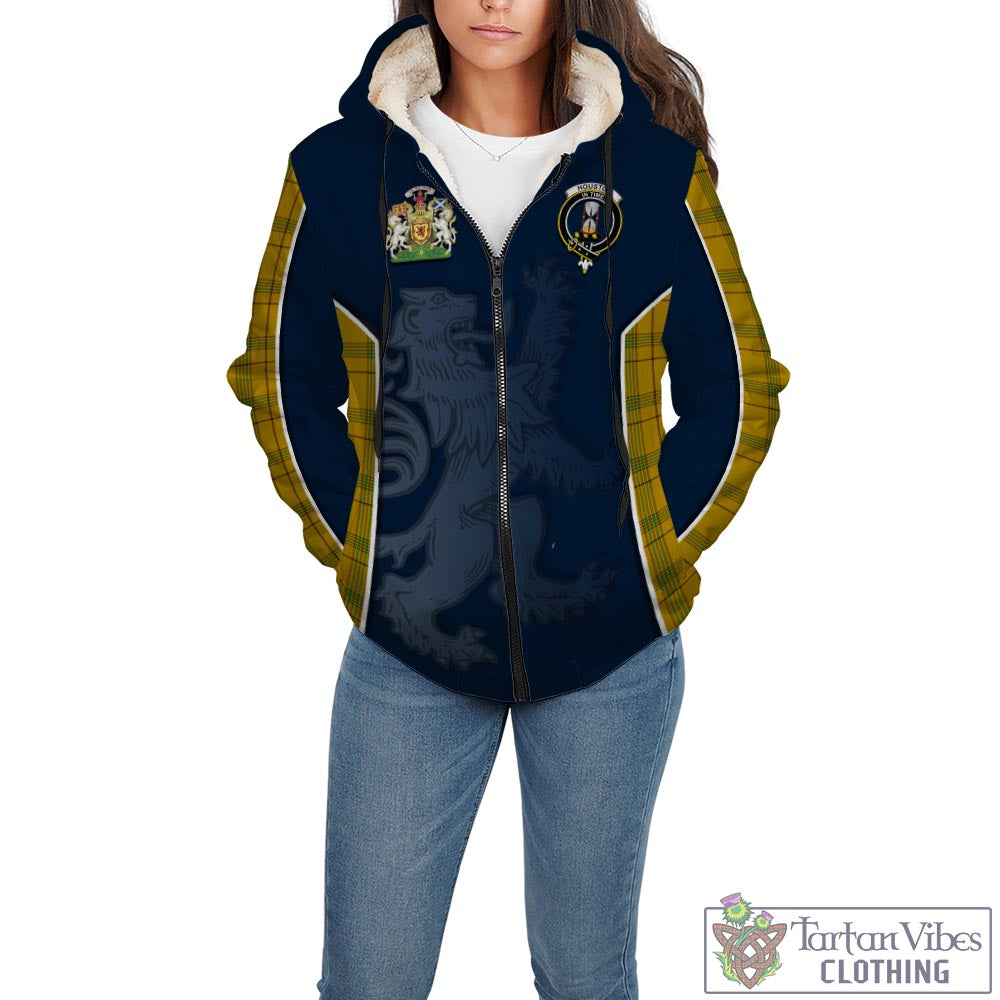 Tartan Vibes Clothing Houston Tartan Sherpa Hoodie with Family Crest and Lion Rampant Vibes Sport Style
