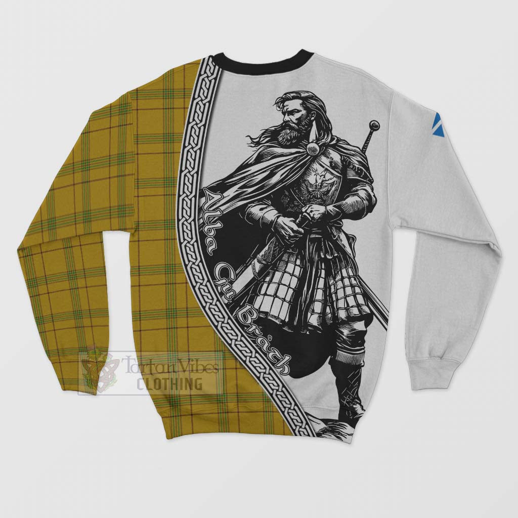 Houston Tartan Clan Crest Sweatshirt with Highlander Warrior Celtic Style - Tartan Vibes Clothing