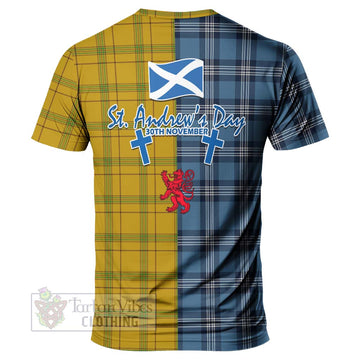 Houston Tartan T-Shirt Happy St. Andrew's Day Half Tartan Style - Tartan Vibes Clothing