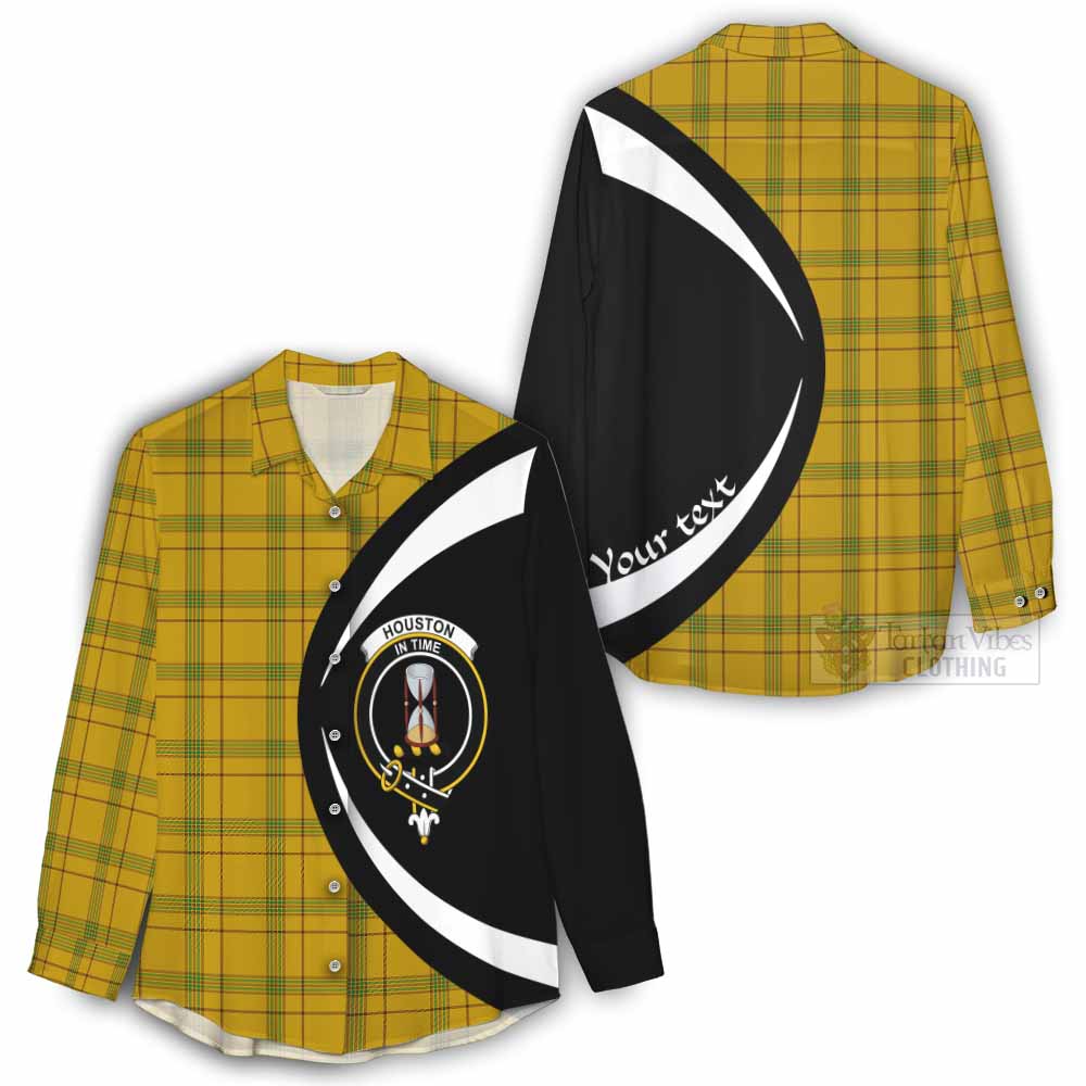 Houston Tartan Women's Casual Shirt with Family Crest Circle Style - Tartan Vibes Clothing