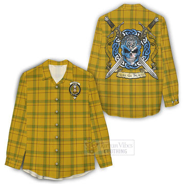 Houston Tartan Women's Casual Shirt with Family Crest Celtic Skull Style - Tartan Vibes Clothing