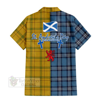 Houston Tartan Hawaiian Shirt Happy St. Andrew's Day Half Tartan Style - Tartan Vibes Clothing