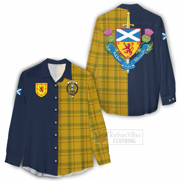 Houston Tartan Women's Casual Shirt Alba with Scottish Lion Royal Arm Half Style - Tartan Vibes Clothing