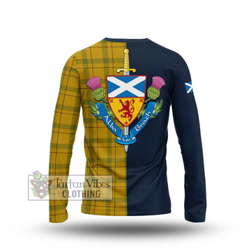 Houston Tartan Long Sleeve T-Shirt Alba with Scottish Lion Royal Arm Half Style - Tartan Vibes Clothing