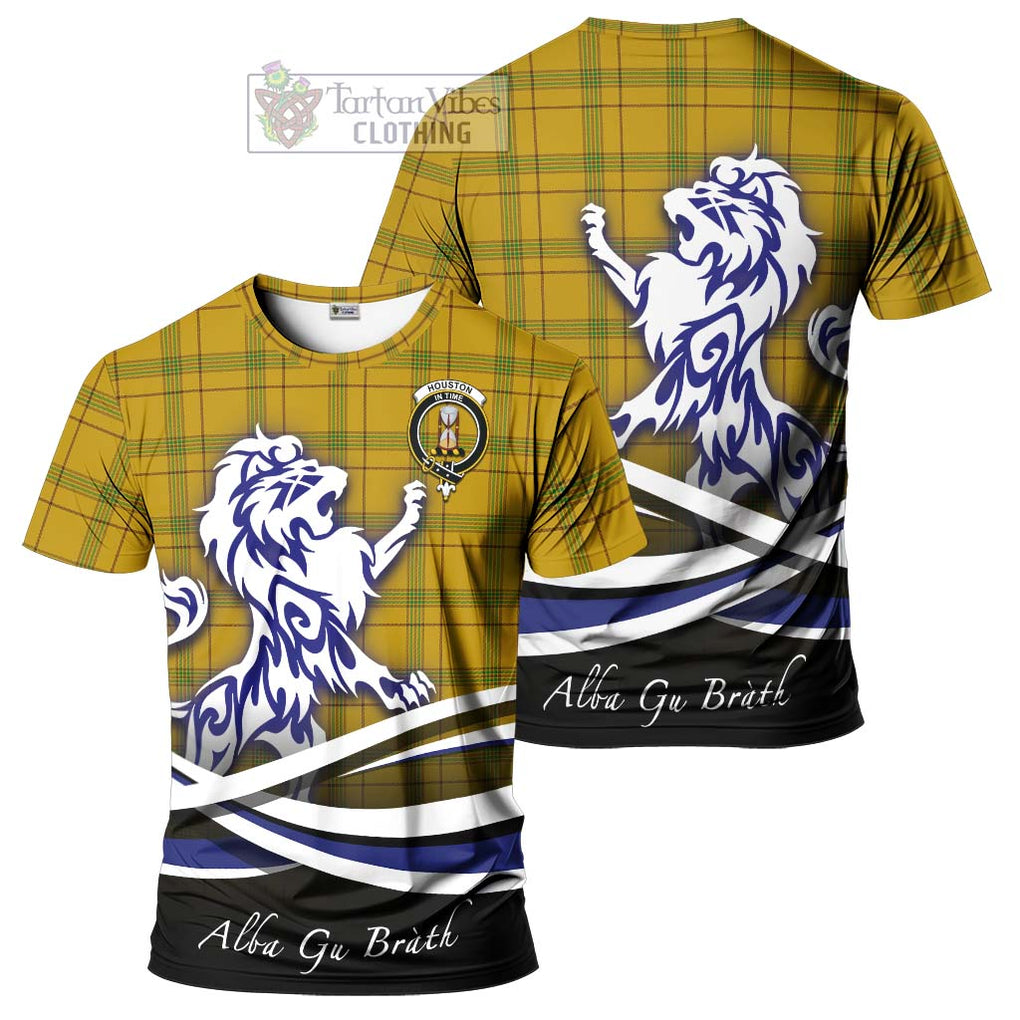 Houston Tartan Cotton T-shirt with Alba Gu Brath Regal Lion Emblem Women's Shirt - Tartan Vibes Clothing