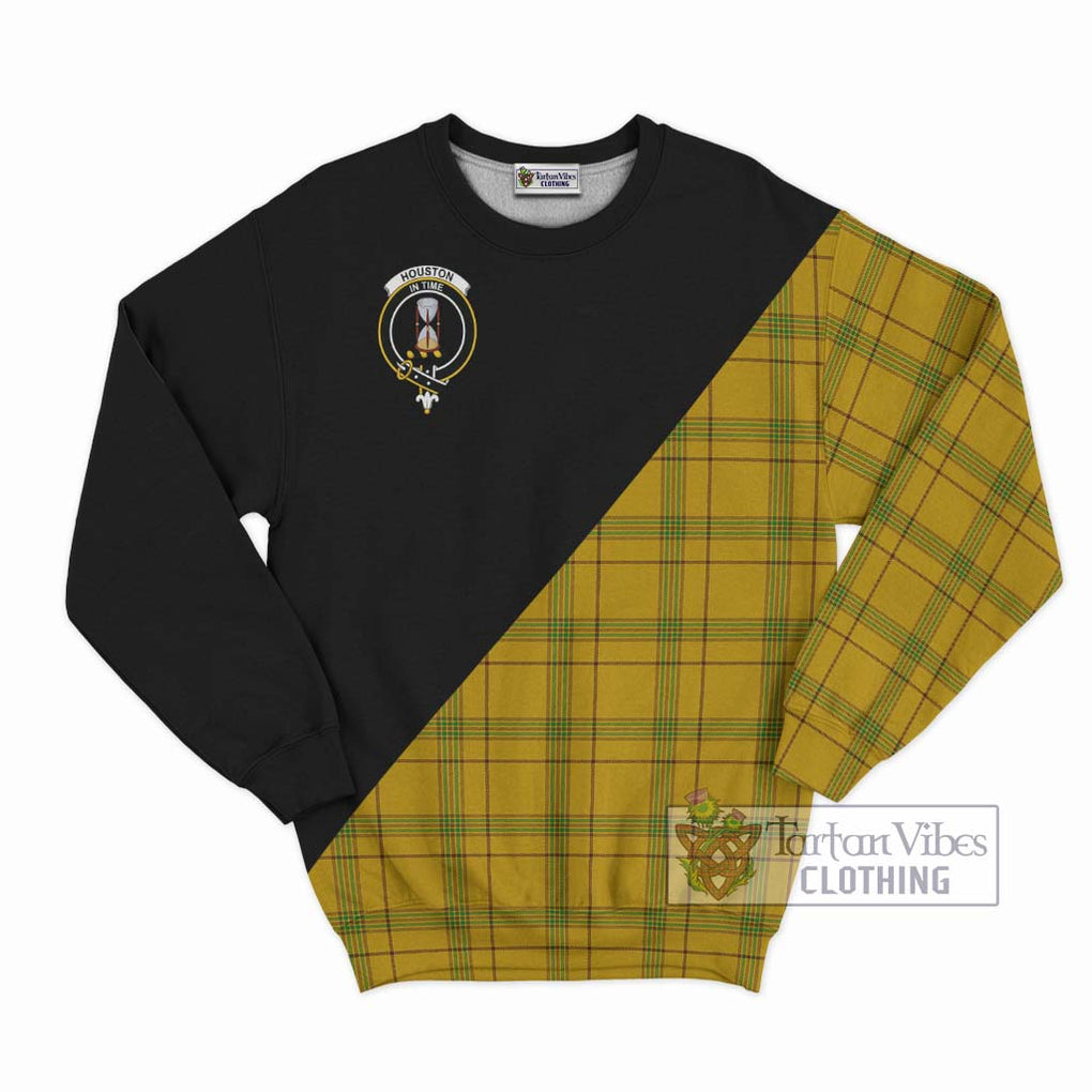 Houston Tartan Sweatshirt with Family Crest and Military Logo Style - Tartan Vibes Clothing