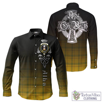 Houston Tartan Long Sleeve Button Up Featuring Alba Gu Brath Family Crest Celtic Inspired - Tartan Vibes Clothing