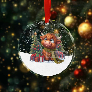 Houston Clan Christmas Glass Ornament with Adorable Highland Coo - Tartan Vibes Clothing