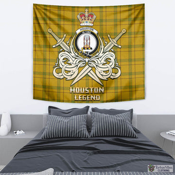 Houston Tartan Tapestry with Clan Crest and the Golden Sword of Courageous Legacy - Tartan Vibes Clothing