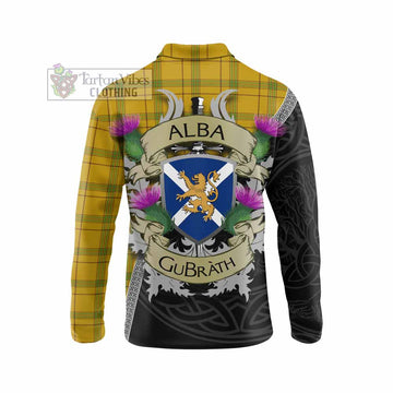 Houston Tartan Family Crest Long Sleeve Polo Shirt Lion Rampant Royal Thistle Shield Celtic Inspired - Tartan Vibes Clothing