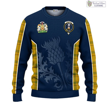 Houston Tartan Knitted Sweatshirt with Family Crest and Scottish Thistle Vibes Sport Style