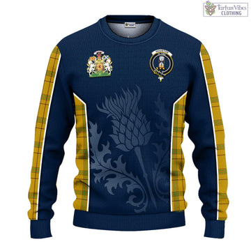 Houston Tartan Knitted Sweatshirt with Family Crest and Scottish Thistle Vibes Sport Style - Tartan Vibes Clothing