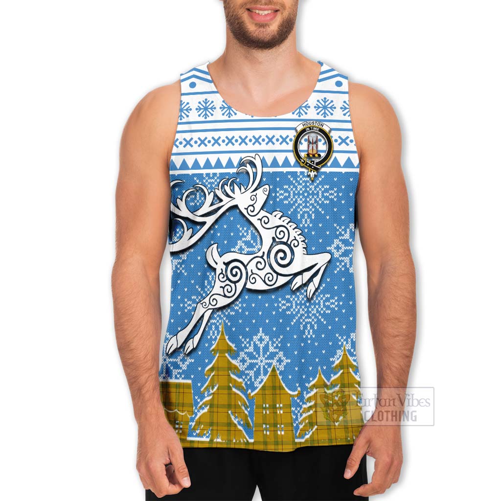 Houston Clan Christmas Men's Tank Top Celtic Reindeer Style - Tartan Vibes Clothing