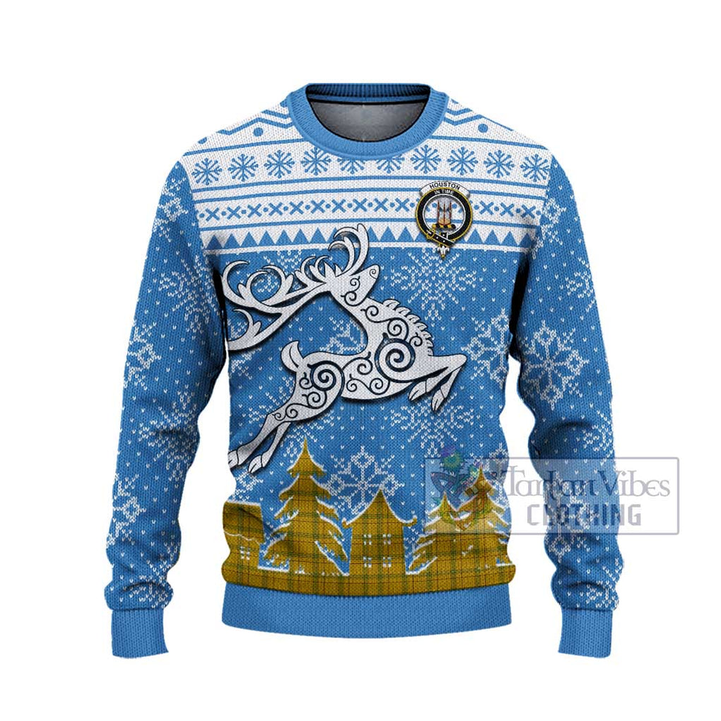 Houston Clan Christmas Ugly Sweater Celtic Reindeer Style - Tartan Vibes Clothing