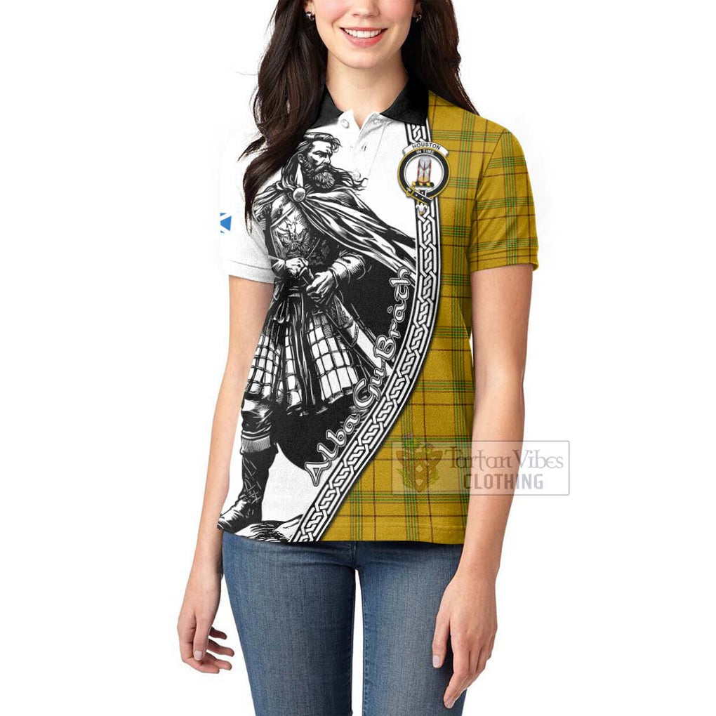 Houston Tartan Clan Crest Women's Polo Shirt with Highlander Warrior Celtic Style - Tartan Vibes Clothing
