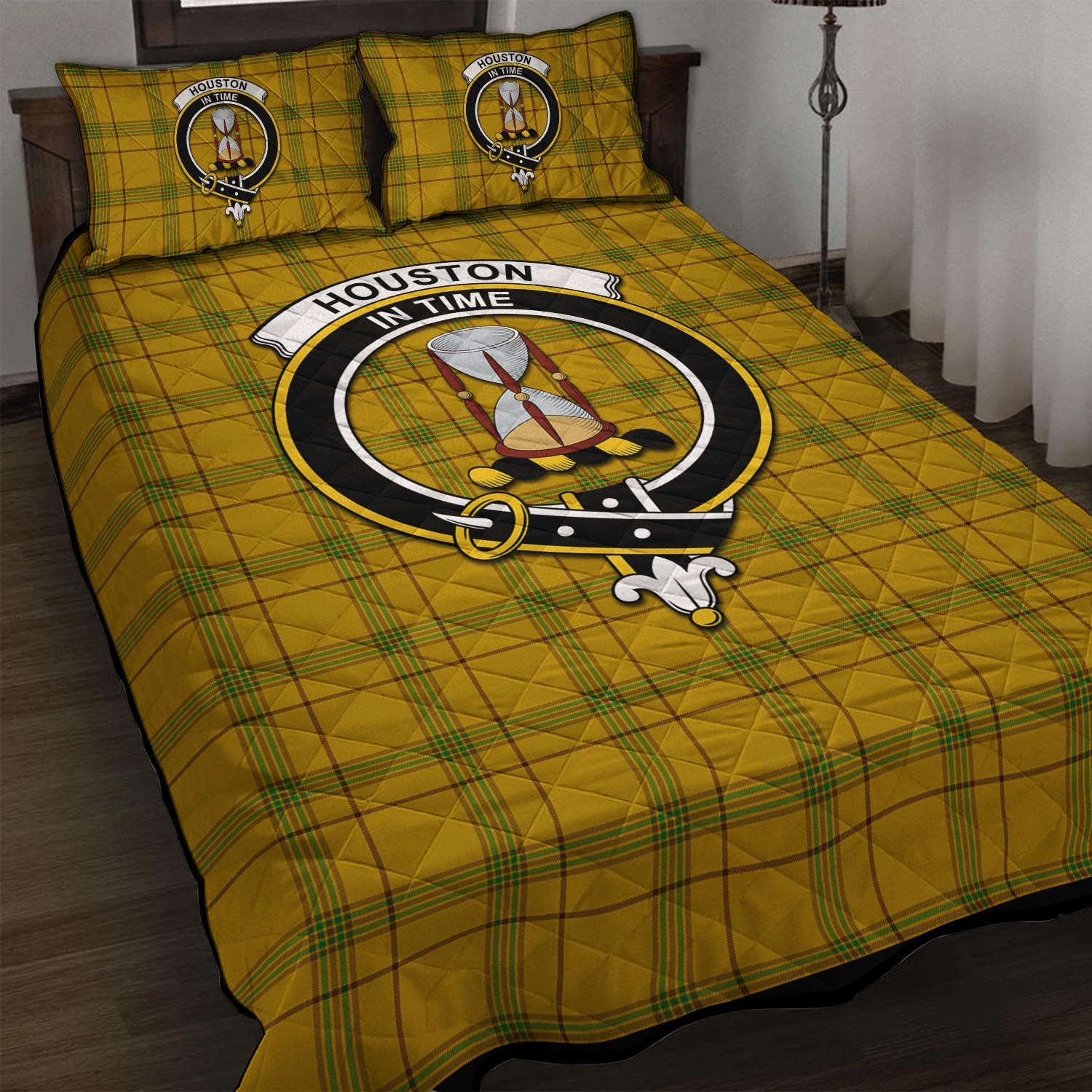 Houston Tartan Quilt Bed Set with Family Crest - Tartan Vibes Clothing