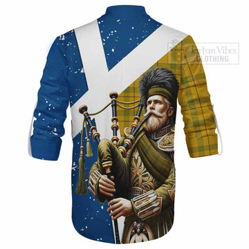 Houston Tartan Ghillie Kilt Shirt with Family Crest Scottish Bagpiper Vibes - Tartan Vibes Clothing