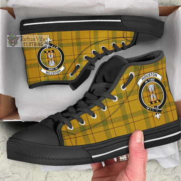 Houston Tartan High Top Shoes with Family Crest - Tartan Vibes Clothing