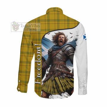 Houston Crest Tartan Long Sleeve Button Shirt Inspired by the Freedom of Scottish Warrior Men's Shirt - Tartan Vibes Clothing