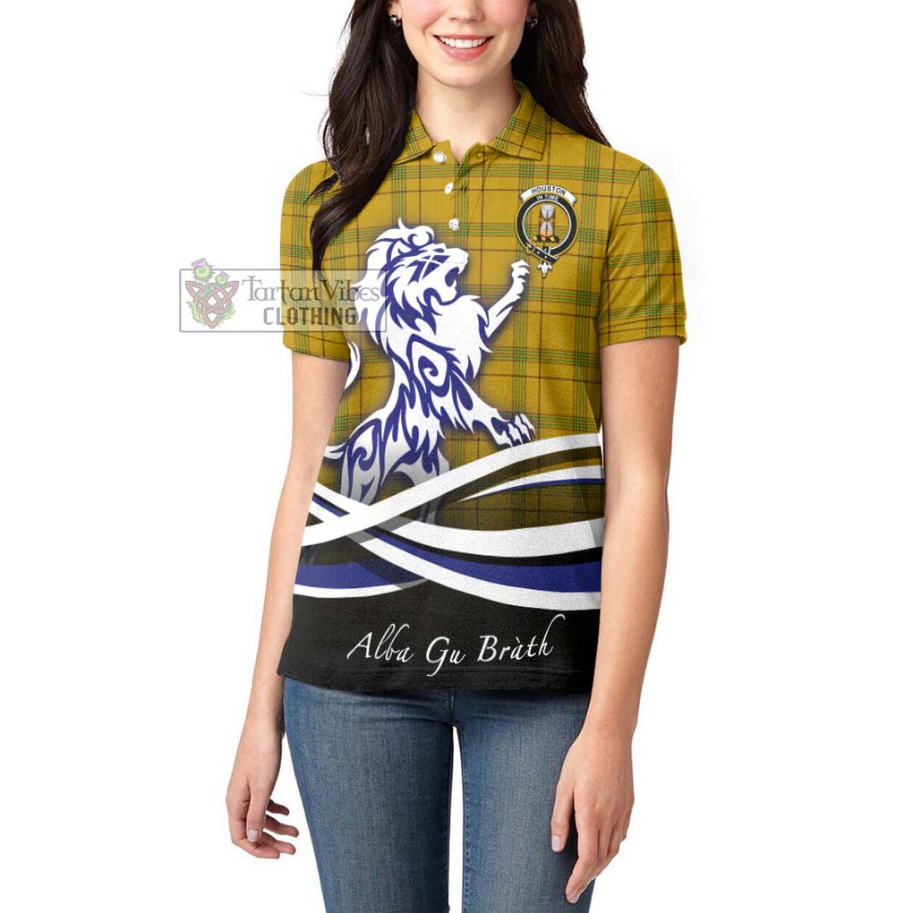 Houston Tartan Women's Polo Shirt with Alba Gu Brath Regal Lion Emblem - Tartan Vibes Clothing