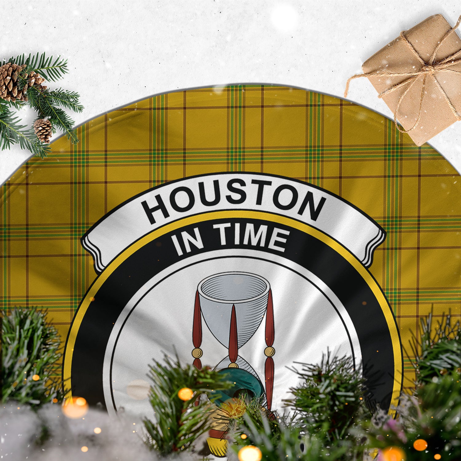Houston Tartan Christmas Tree Skirt with Family Crest - Tartan Vibes Clothing
