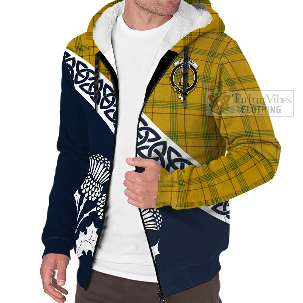 Houston Tartan Sherpa Hoodie Featuring Thistle and Scotland Map - Tartan Vibes Clothing