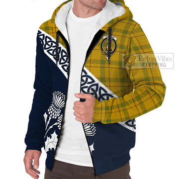Houston Tartan Sherpa Hoodie Featuring Thistle and Scotland Map - Tartan Vibes Clothing