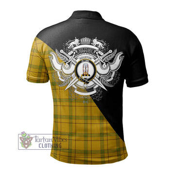 Houston Tartan Polo Shirt with Family Crest and Military Logo Style - Tartan Vibes Clothing