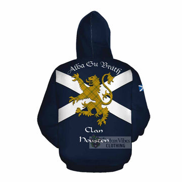 Houston Tartan Lion Rampant Cotton Hoodie Proudly Display Your Heritage with Alba Gu Brath and Clan Name Pullover Hoodie - Tartan Vibes Clothing