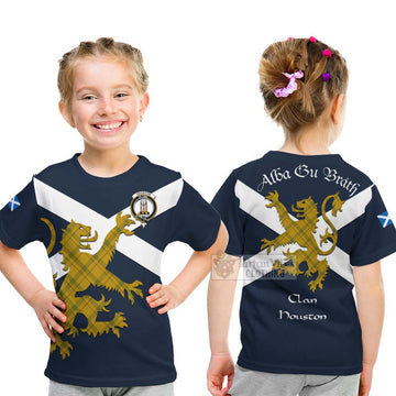 Houston Tartan Lion Rampant Kid T-Shirt Proudly Display Your Heritage with Alba Gu Brath and Clan Name - Tartan Vibes Clothing