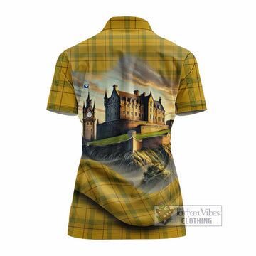 Houston Tartan Family Crest Women's Polo Shirt with Scottish Ancient Castle Style - Tartan Vibes Clothing