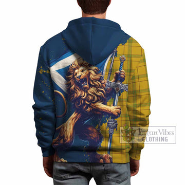 Houston Tartan Family Crest Hoodie with Scottish Majestic Lion - Tartan Vibes Clothing