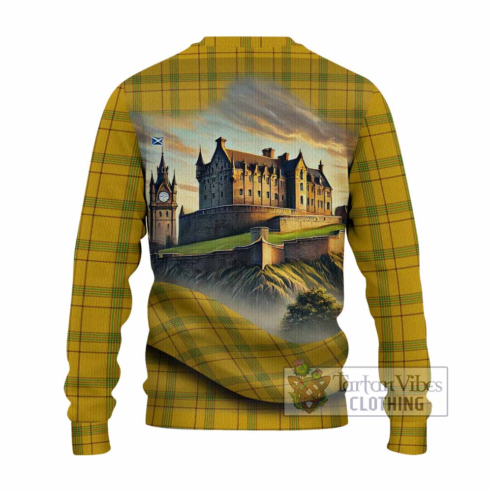 Houston Tartan Family Crest Knitted Sweater with Scottish Ancient Castle Style - Tartan Vibes Clothing