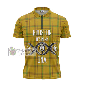 Houston Tartan Zipper Polo Shirt with Family Crest DNA In Me Style - Tartan Vibes Clothing