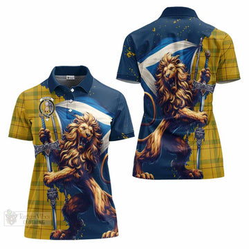 Houston Tartan Family Crest Women's Polo Shirt with Scottish Majestic Lion - Tartan Vibes Clothing