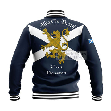 Houston Tartan Lion Rampant Baseball Jacket Proudly Display Your Heritage with Alba Gu Brath and Clan Name - Tartan Vibes Clothing