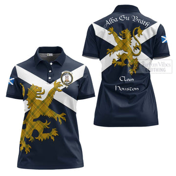 Houston Tartan Lion Rampant Women's Polo Shirt Proudly Display Your Heritage with Alba Gu Brath and Clan Name - Tartan Vibes Clothing