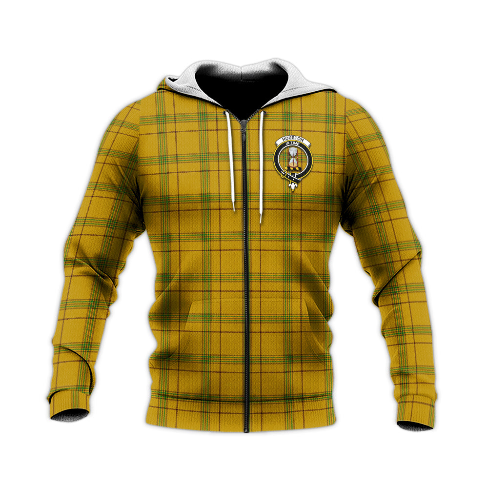 Houston Tartan Knitted Hoodie with Family Crest Unisex Knitted Zip Hoodie - Tartan Vibes Clothing
