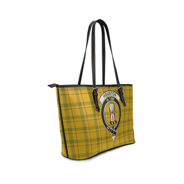 Houston Tartan Leather Tote Bag with Family Crest