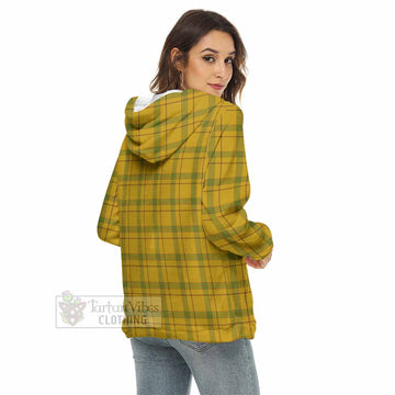 Houston Tartan Women's Borg Fleece Hoodie with Half Zip with Family Crest - Tartan Vibes Clothing
