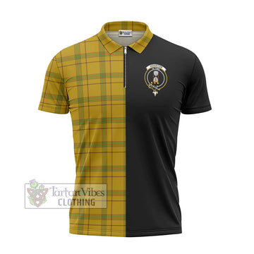 Houston Tartan Zipper Polo Shirt with Family Crest and Half Of Me Style - Tartan Vibes Clothing