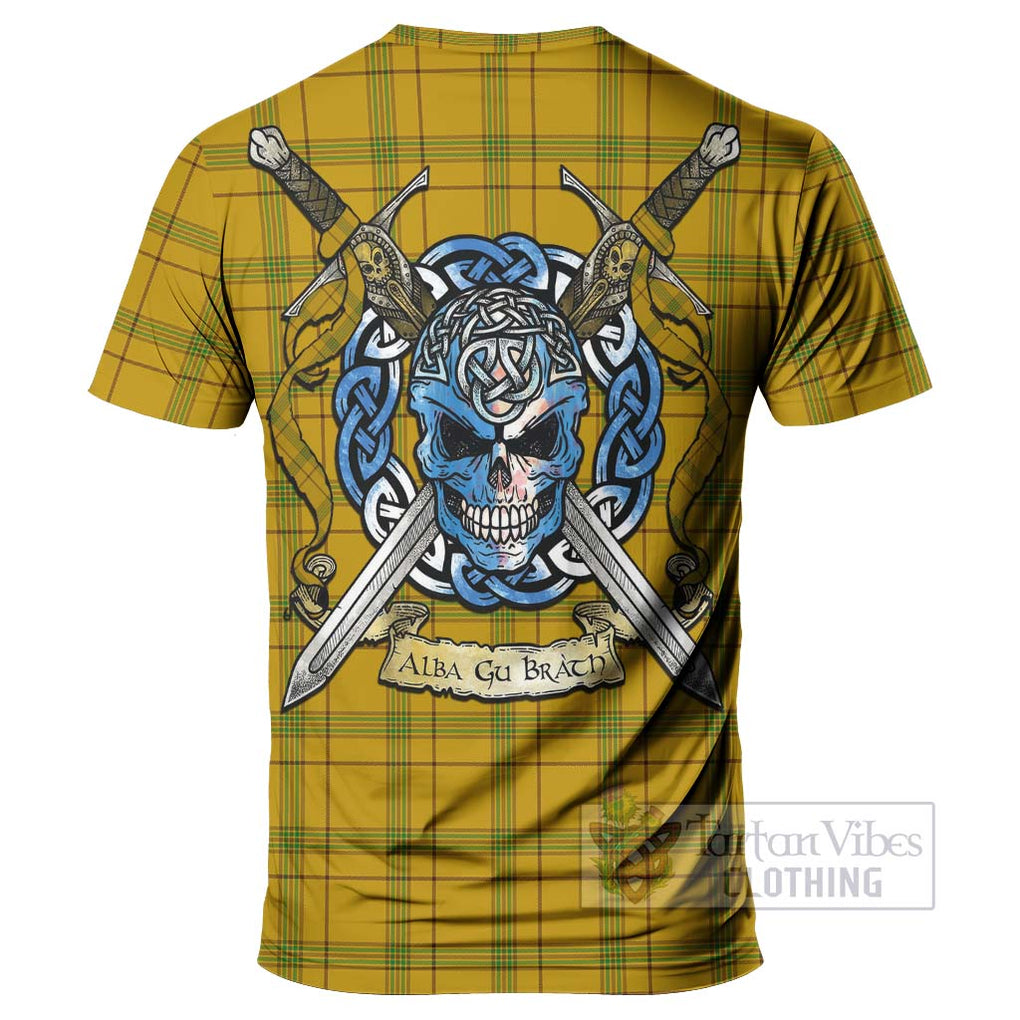 Houston Tartan T-Shirt with Family Crest Celtic Skull Style - Tartan Vibes Clothing