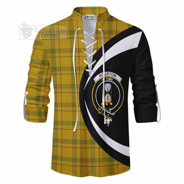 Houston Tartan Ghillie Kilt Shirt with Family Crest Circle Style - Tartan Vibes Clothing