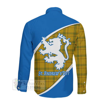 Houston Family Crest Tartan Long Sleeve Button Shirt Celebrate Saint Andrew's Day in Style Men's Shirt - Tartan Vibes Clothing