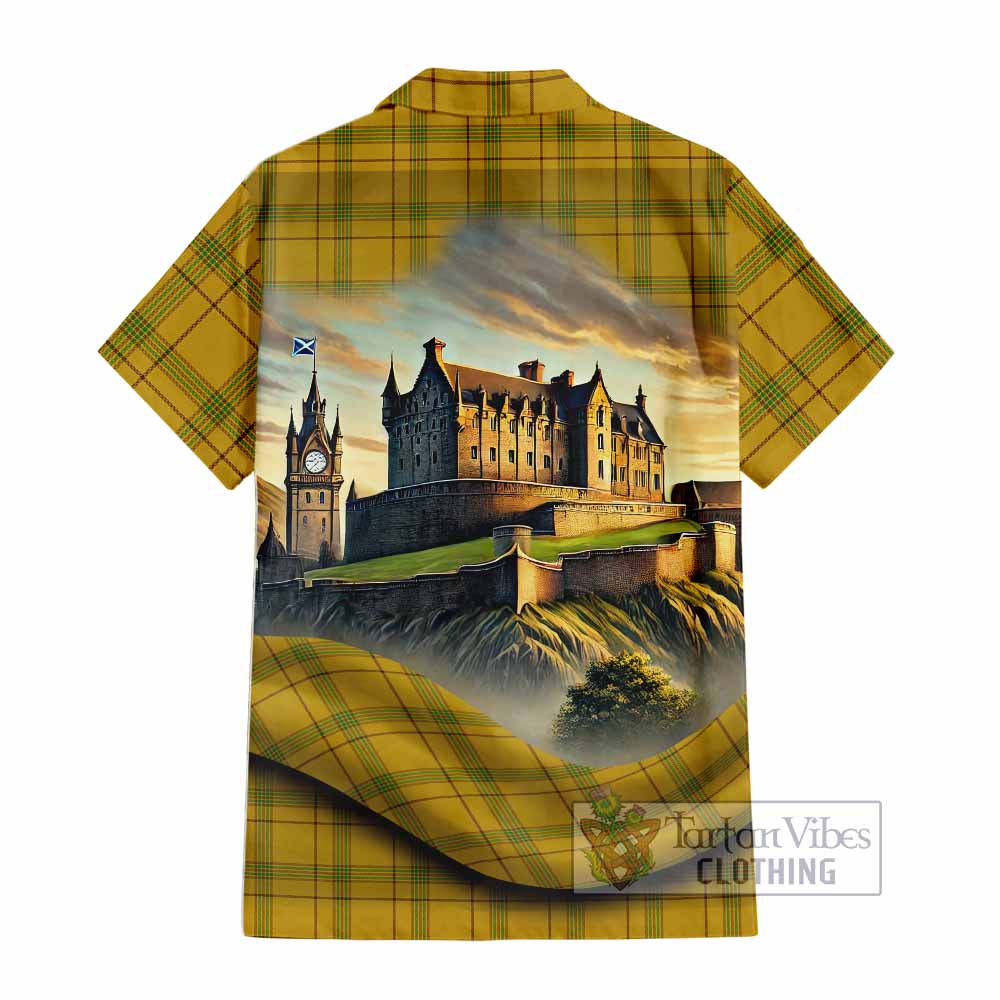 Houston Tartan Family Crest Hawaiian Shirt with Scottish Ancient Castle Style - Tartan Vibes Clothing