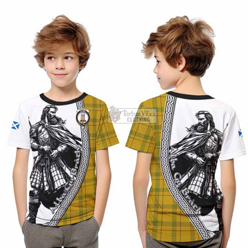 Houston Tartan Clan Crest Kid T-Shirt with Highlander Warrior Celtic Style - Tartan Vibes Clothing