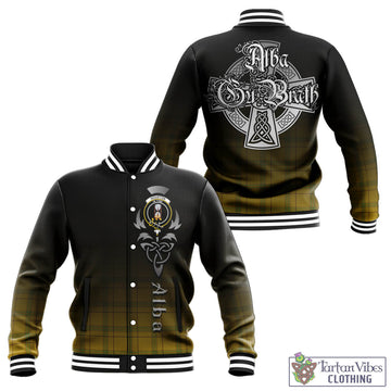 Houston Tartan Baseball Jacket Featuring Alba Gu Brath Family Crest Celtic Inspired - Tartan Vibes Clothing